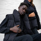 Australian Black Longline Puffer Vest worn by male and female model