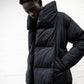 Australian black longline puffer jacket worn by male model