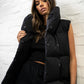 Australian Black Longline Puffer Vest worn by female model